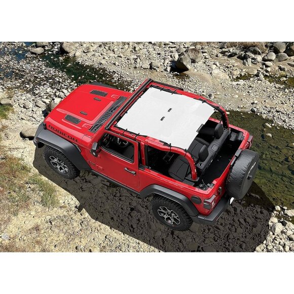 Shadeidea Sun Shade for Jeep Wrangler JL 2-Door (2018–2023)‎ – White Mesh - Picture 2 of 7